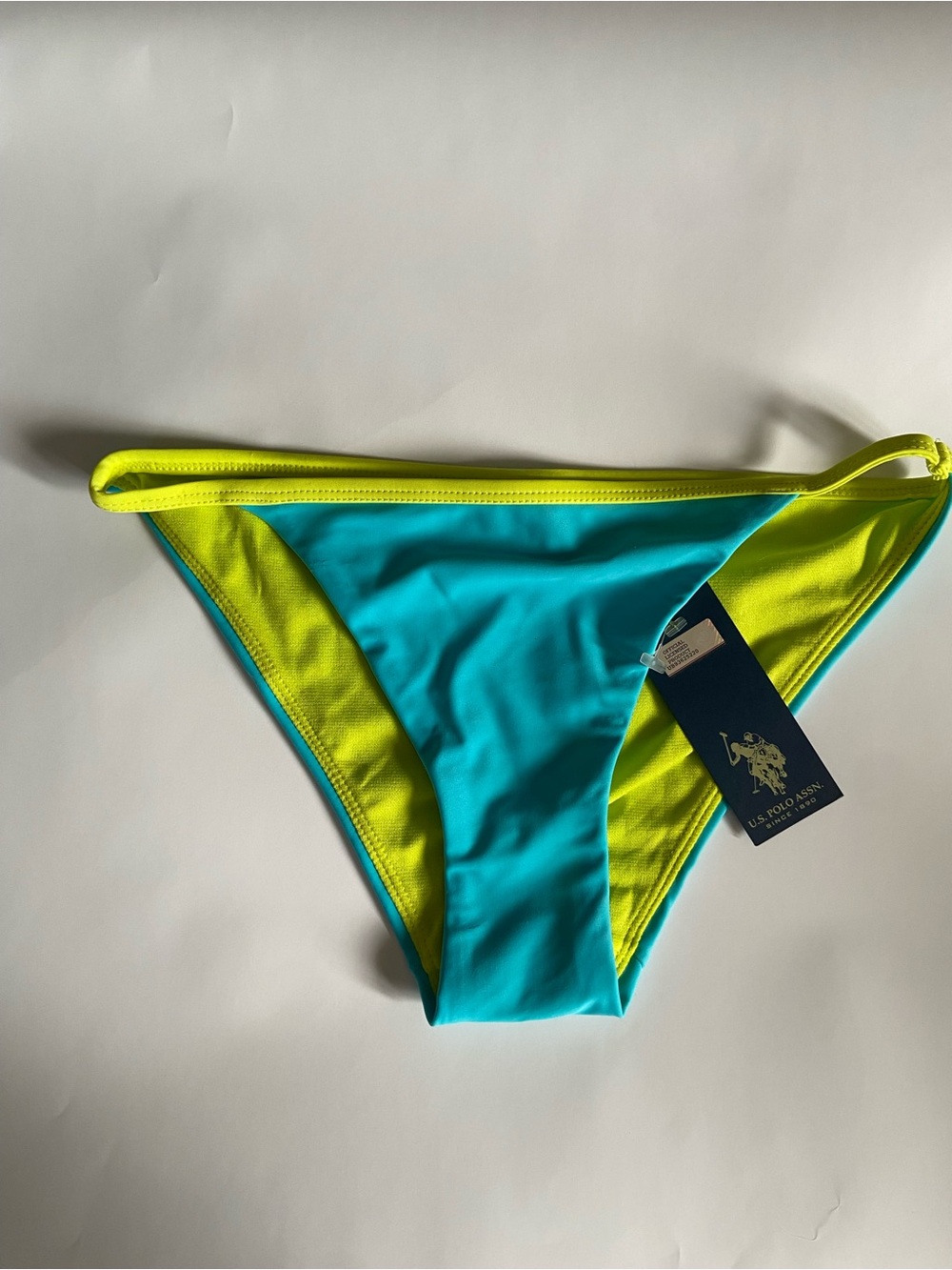 U.S. Polo Assn. Reversible Bikini Bottom in Teal & Lime